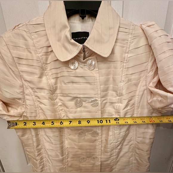 DESIGNER! DONCASTER COLLECTION!🌸100% SILK PEACOAT/DUSTER/White/Size-10 - Picture 15 of 16